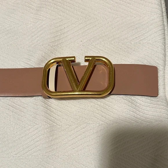 Valentino Garavani V-Logo Cream and Gold Belt size 85 (Small) - Picture 4 of 10